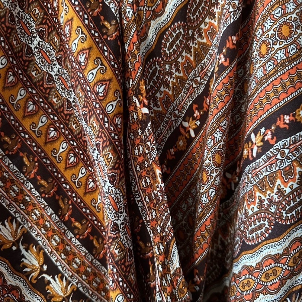 Wrap Around V Neck Racerback Tank Top Bohemian Brown Orange Black White XL - Picture 3 of 7